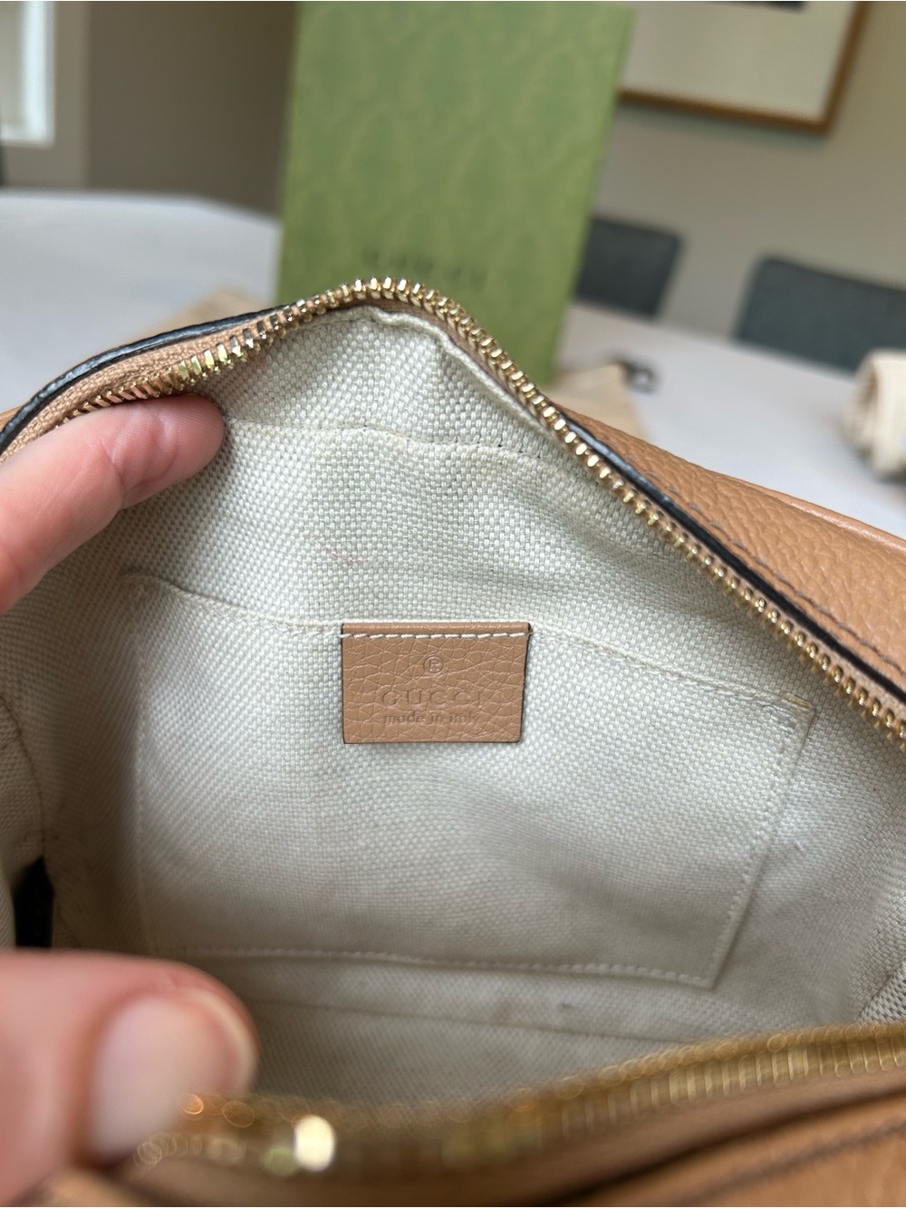 Gucci Beige Pebbled Leather Disco Crossbody with Tassel - Picture 8 of 11